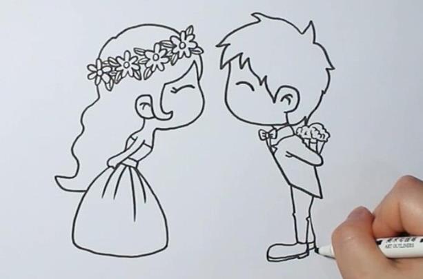 情侣图画简单又好看 画一对情侣的图片简单