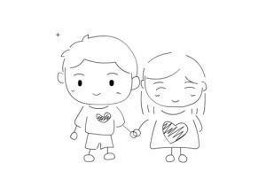 情侣简笔画图片大全 好看的情侣简笔画