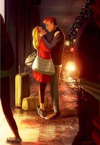 情侣分别图片 情侣见面的图片