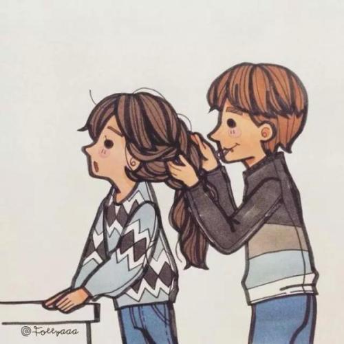 情侣卡通图案一对 情侣头像一对可爱卡通