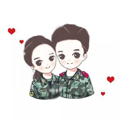 军人情侣卡通图片 军人情侣头像卡通