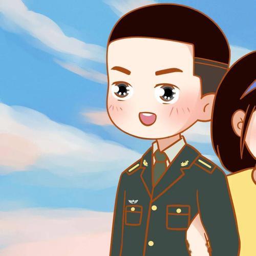 军人情侣卡通图片 军人情侣头像卡通