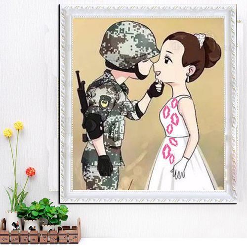 军人情侣卡通图片 军人情侣头像卡通