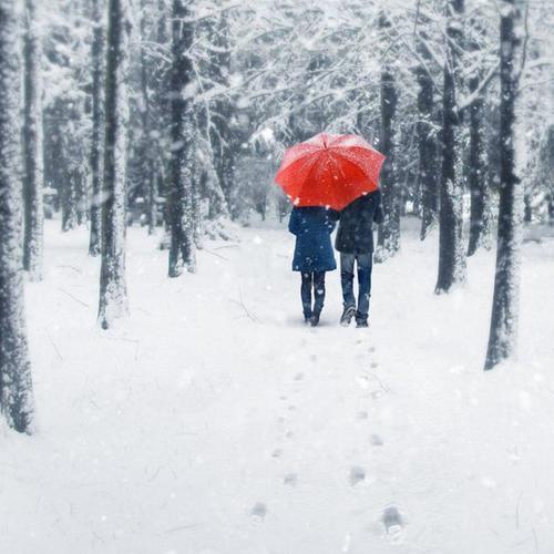 情侣雪中漫步图片 情侣下雪天漫步图片