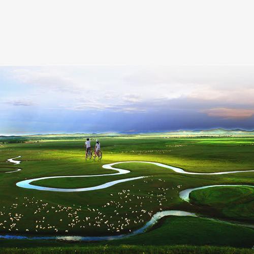 草原情侣图片 情侣在草地上的图片