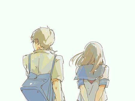 情侣背影图片动漫 情侣坐在一起的背影图片动漫的
