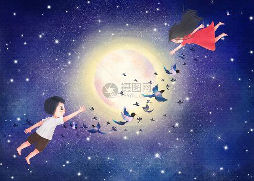 夜空星辰情侣图片 情侣夜空看星星的图片