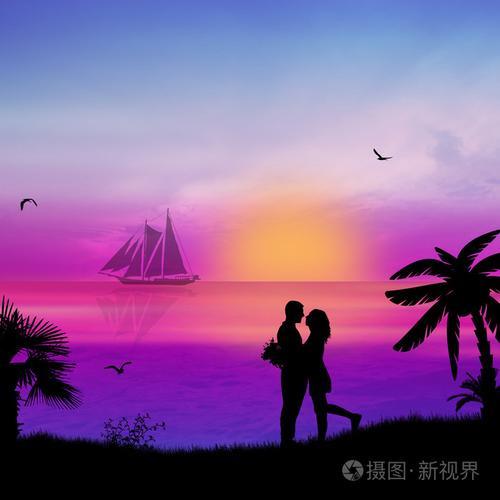 情侣海边图片 一对情侣在海边的图片