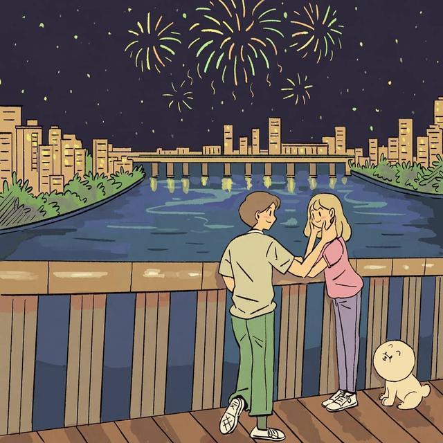 情侣插画图片 情侣绘画图片