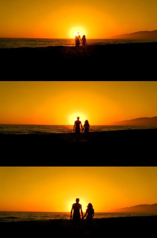 夕阳情侣图片 夕阳恋人图片