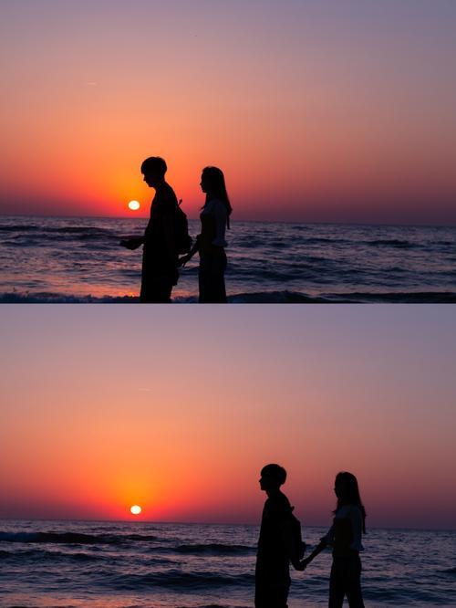 夕阳情侣图片 夕阳恋人图片