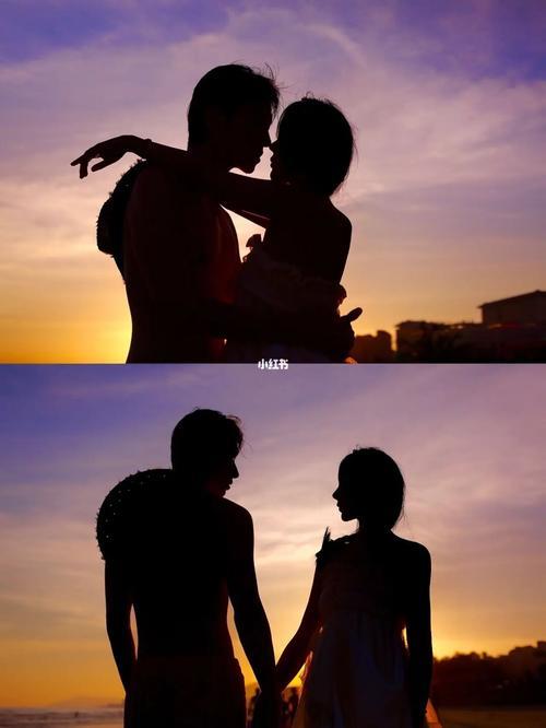 夕阳下的情侣图片 夕阳下情侣背影图片