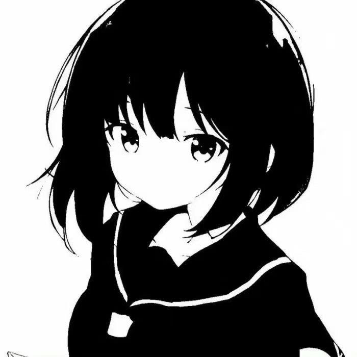 2022微信黑白漫画女生头像可爱图片