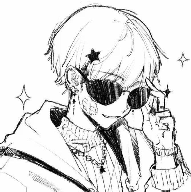 帅气手描人物头像 手描人物绘画头像