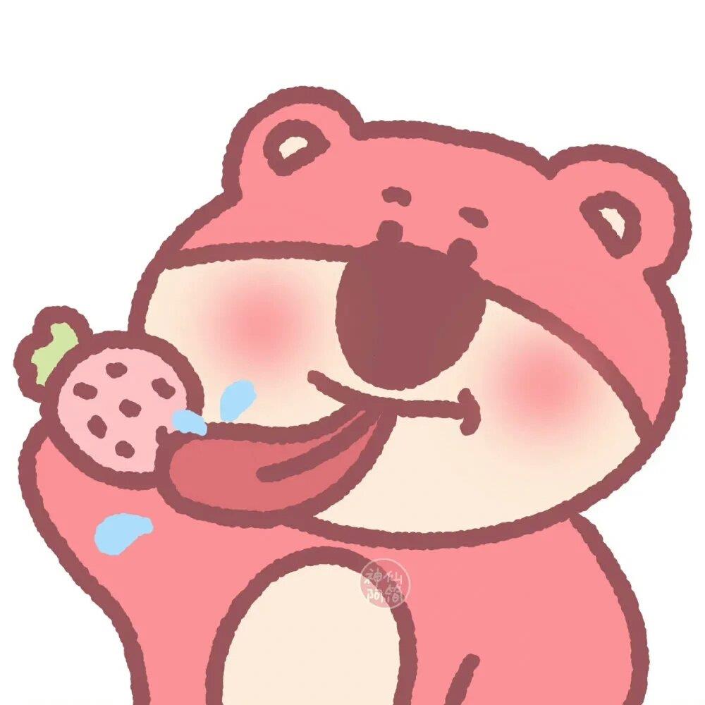 可爱草莓熊卡通头像 草莓熊头像手绘图片