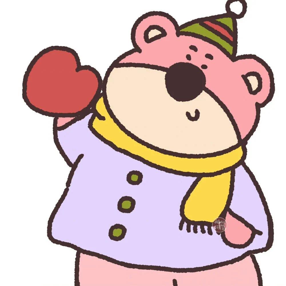 可爱草莓熊卡通头像 草莓熊头像手绘图片