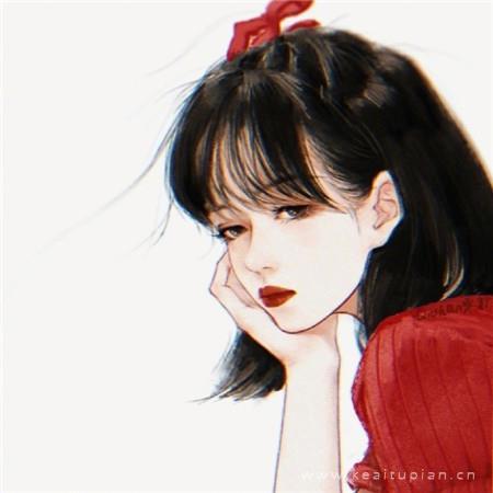 古风手绘图片女生唯美 超唯美手绘红衣复古女孩壁纸