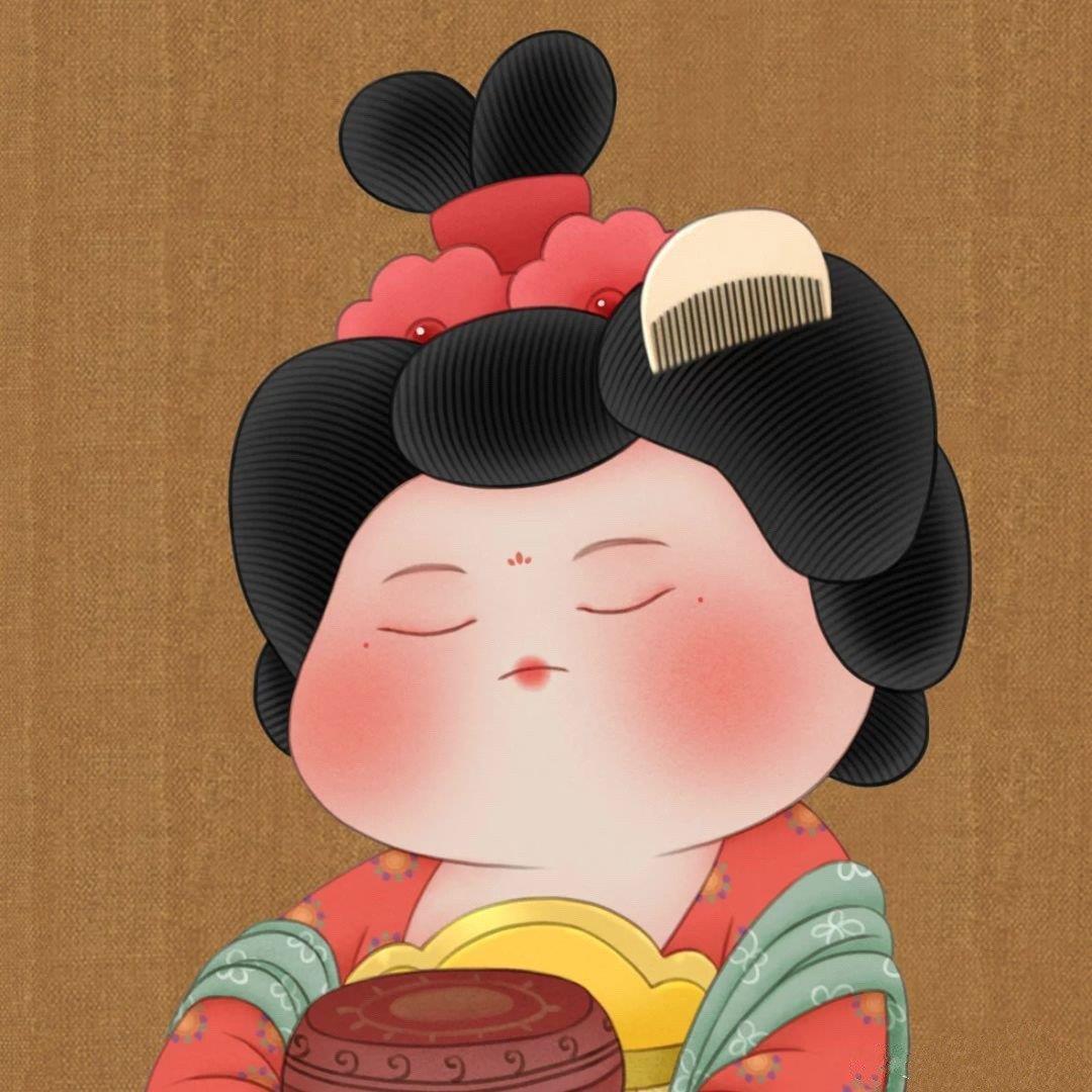 胖胖的超可爱Q版唐朝仕女头像图片