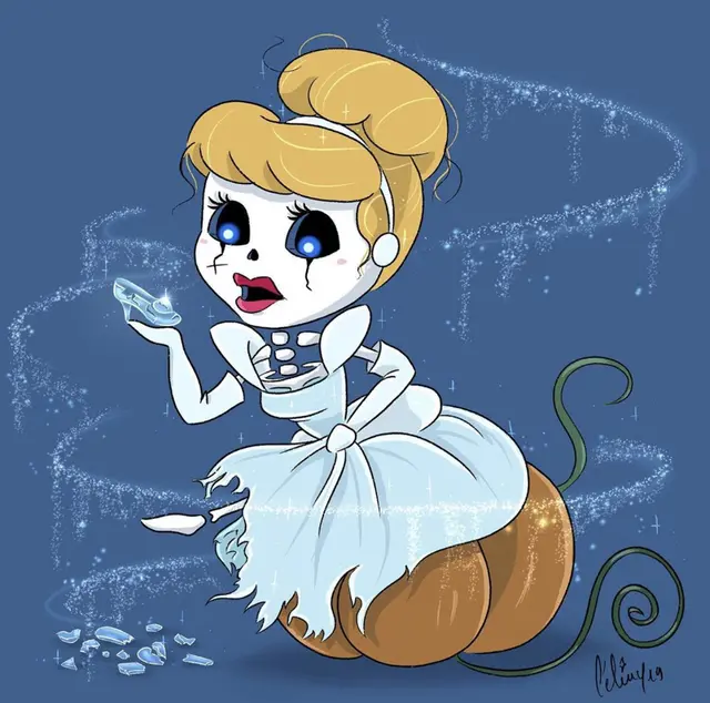 可爱又恐怖的Q版迪士尼公主骷髅手绘头像图片