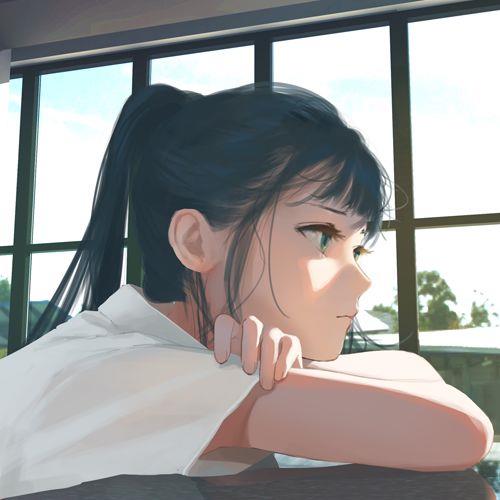 微丧手绘风女头像图片丨唯有父母与前途不可辜负