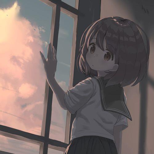 微丧手绘风女头像图片丨唯有父母与前途不可辜负