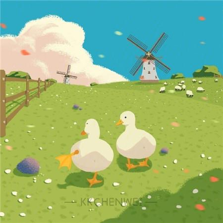 2021治愈夏天的两只鸭子头像|可爱卡通鸭子户外玩耍图片