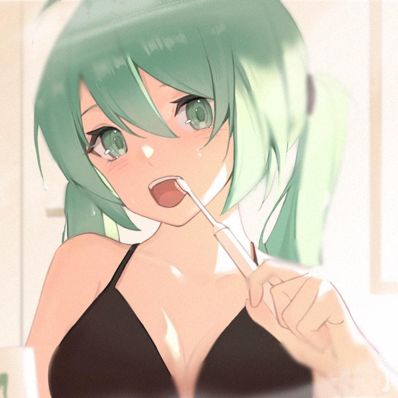 高清绿色系动漫女生好看微信头像图片
