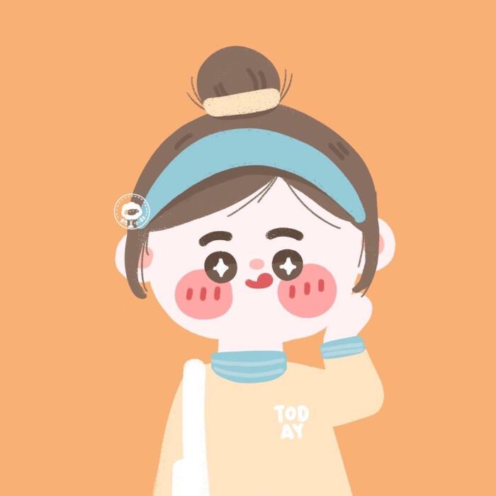 一组卡通女孩圆脸超可爱的手绘头像图片