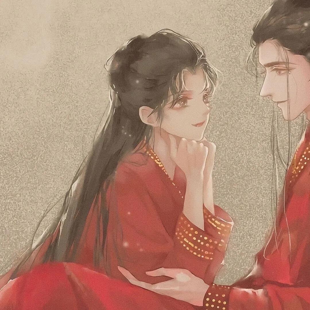 古风动漫情侣一人一半手绘唯美qq头像图片