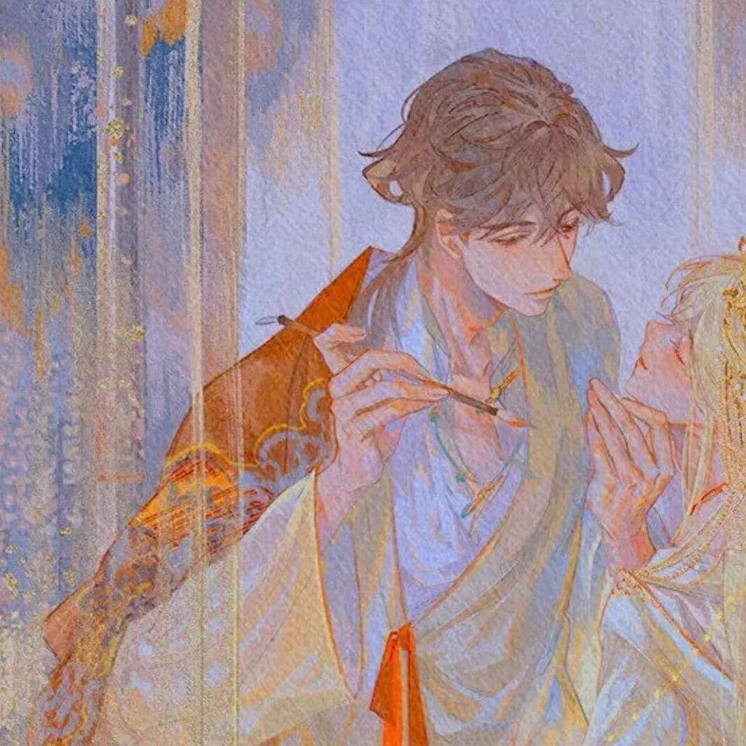 古风动漫情侣一人一半手绘唯美qq头像图片