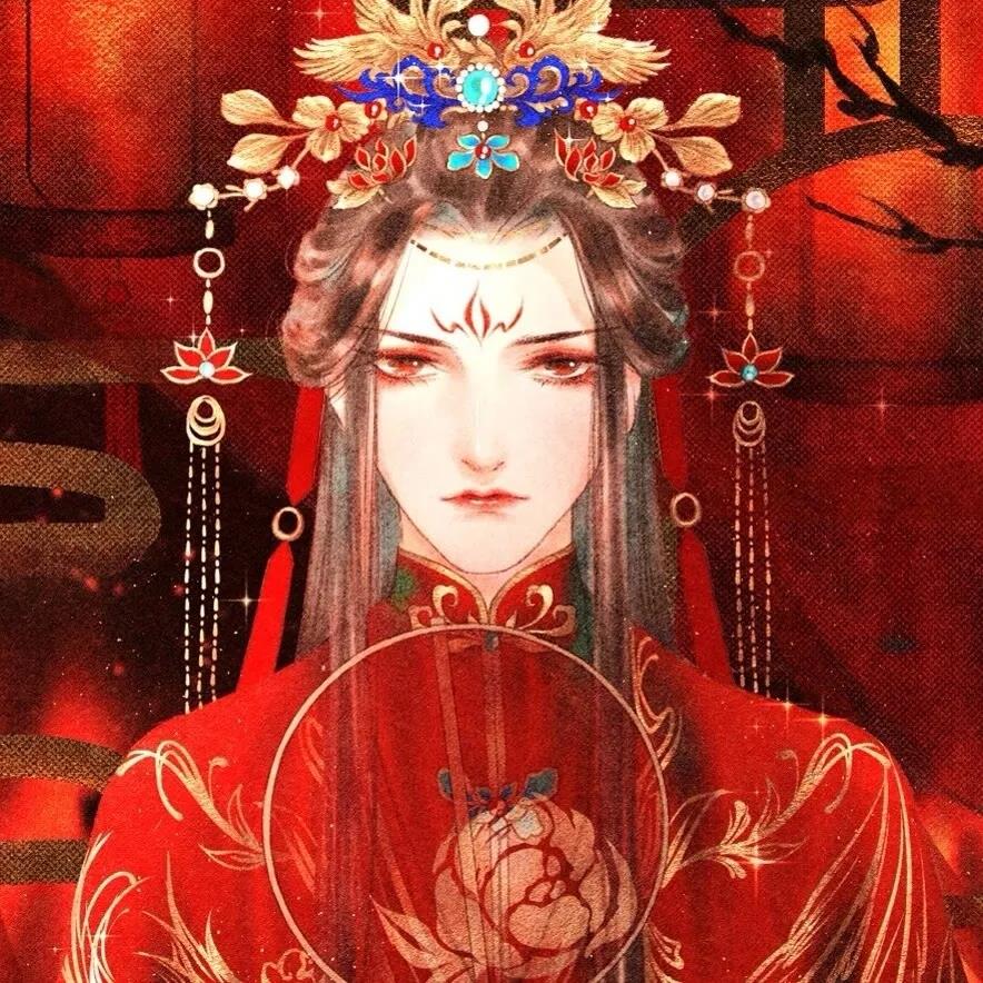 古风动漫情侣一人一半手绘唯美qq头像图片