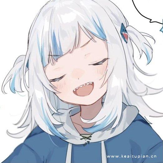 又萌又凶的动漫萝莉-鲨鱼女孩Gawr Gura噶呜·古拉头像图片