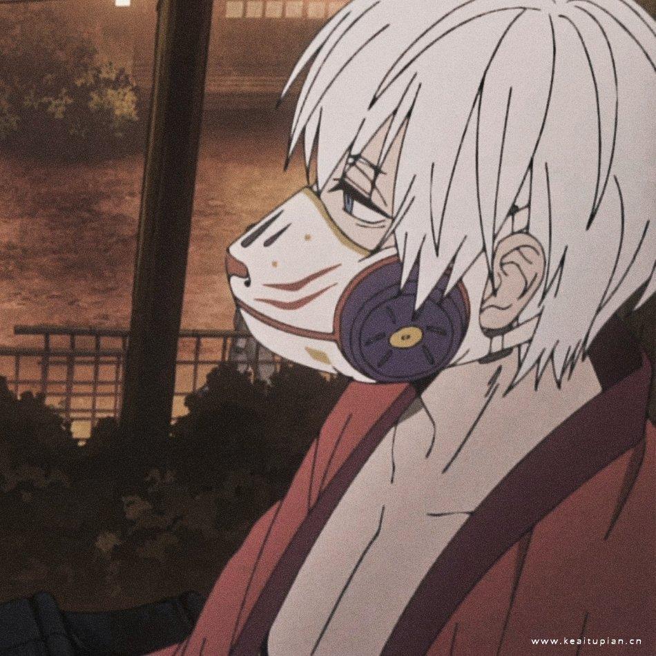 优质动漫男头精选|白发少年超酷口罩头像图片