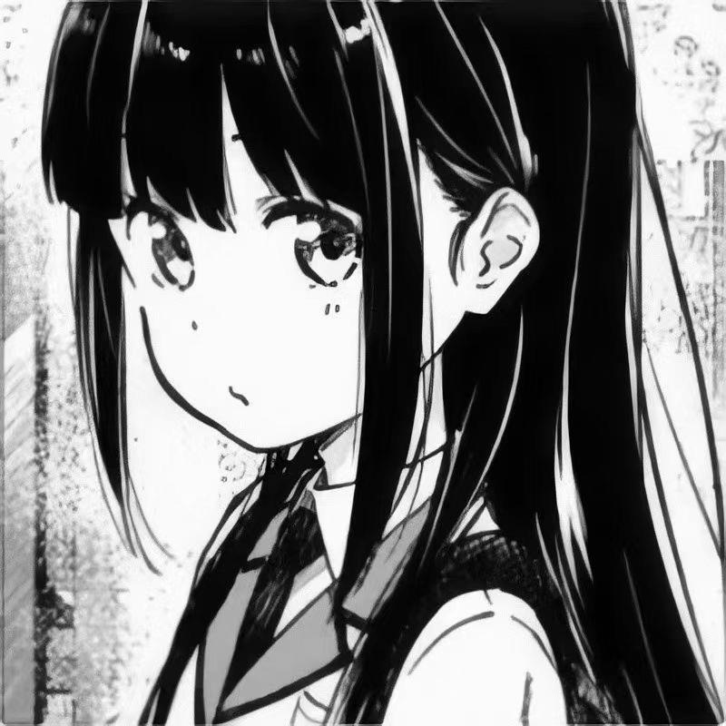 黑白经典动漫女头手绘qq高清头像图片