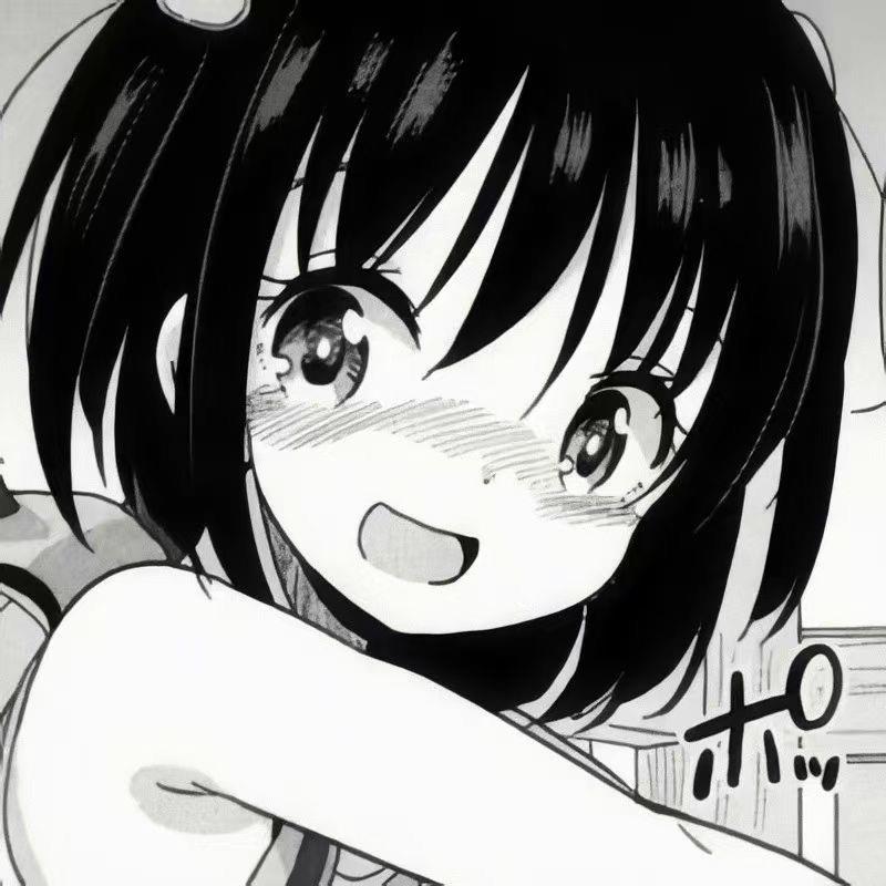 黑白经典动漫女头手绘qq高清头像图片