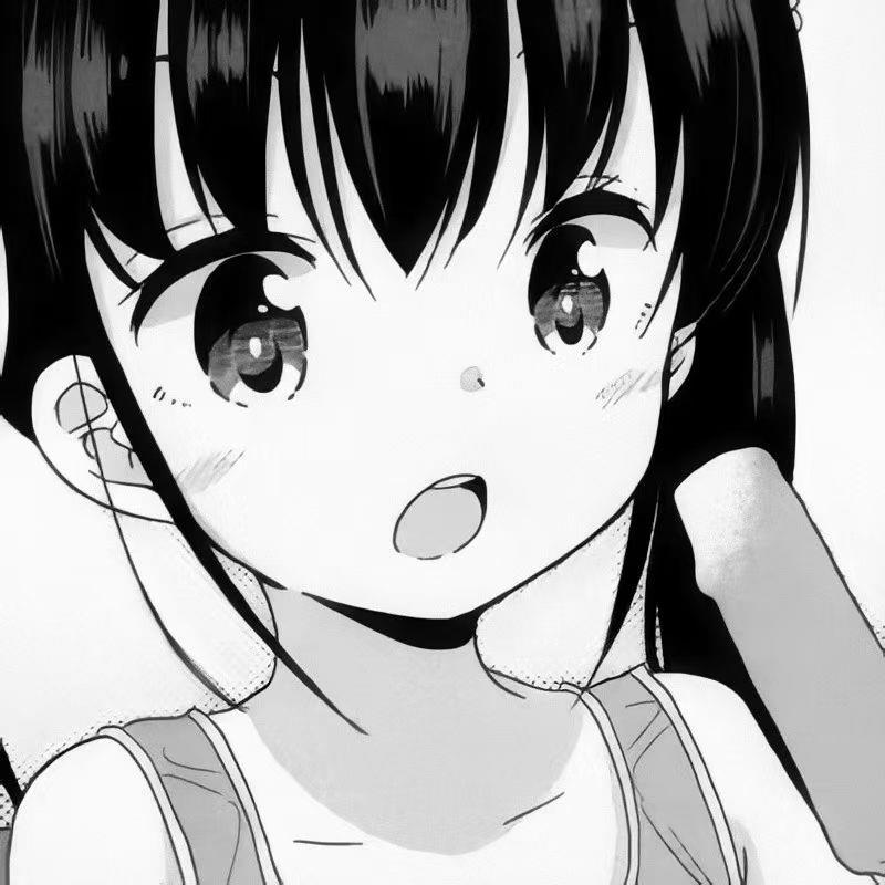 黑白经典动漫女头手绘qq高清头像图片