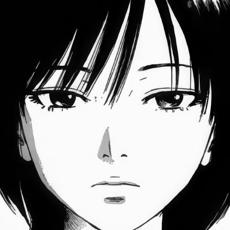 黑白经典动漫女头手绘qq高清头像图片