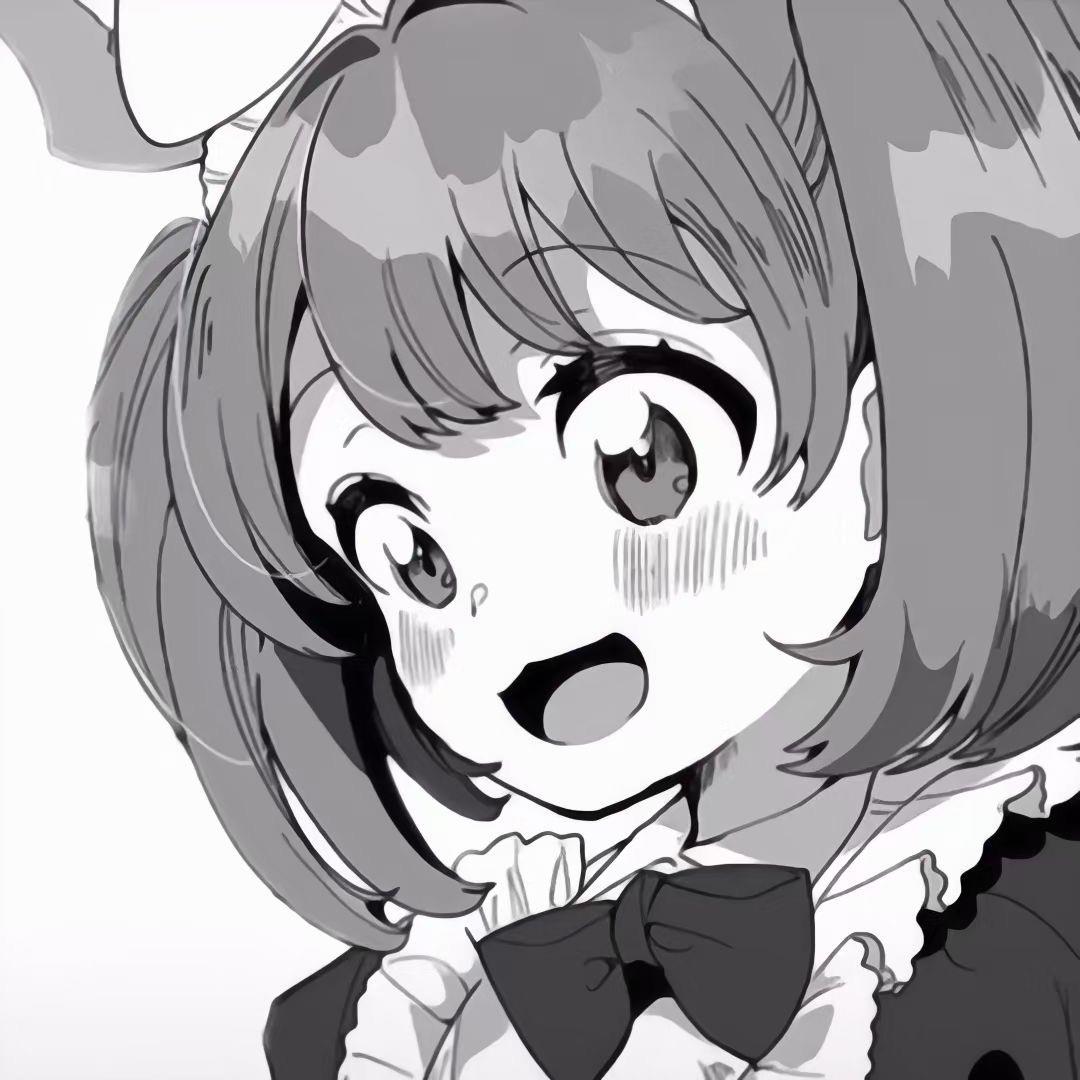 黑白经典动漫女头手绘qq高清头像图片