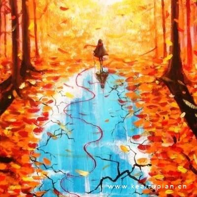 枫叶背景可爱动漫少女热门微信头像