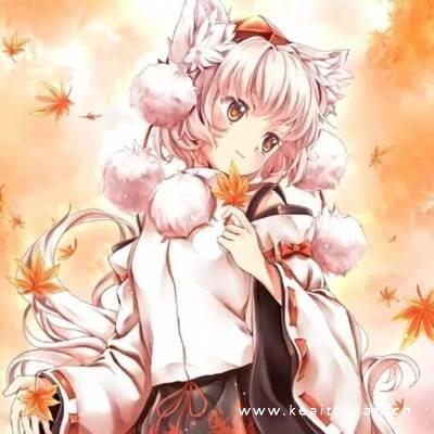 枫叶背景可爱动漫少女热门微信头像
