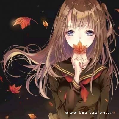 枫叶背景可爱动漫少女热门微信头像