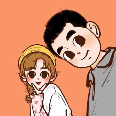 卡通手绘情头·简单的一对两张情侣头像图片