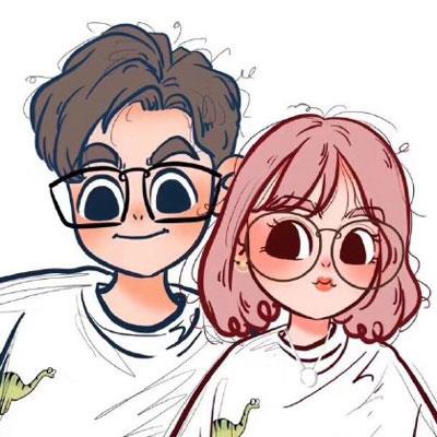 卡通手绘情头·简单的一对两张情侣头像图片