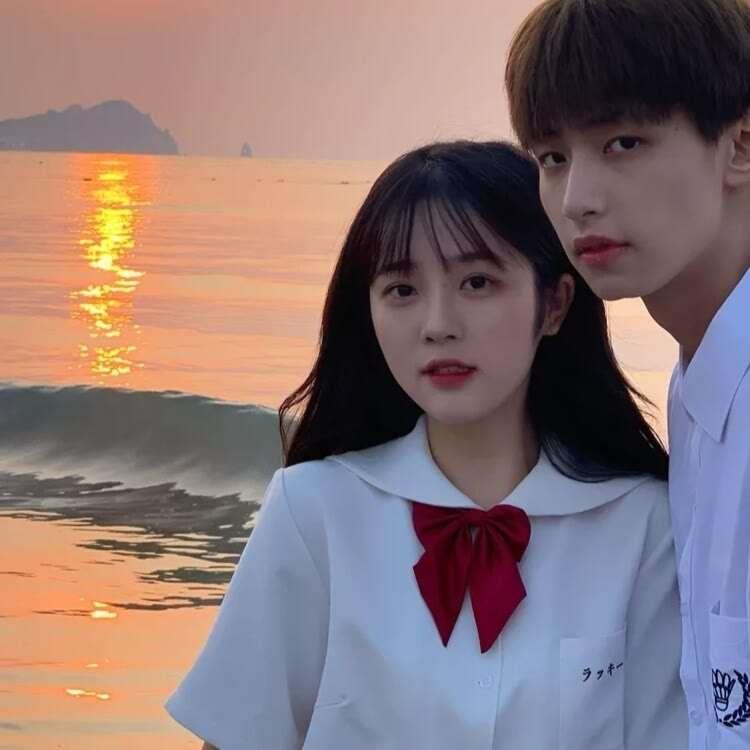 落日甜美情侣高清气质微信头像图片