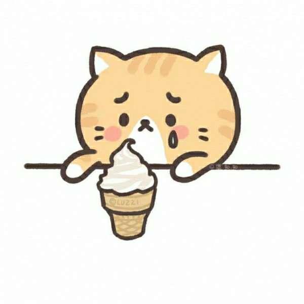 想吃美食想到哭的可爱卡通猫咪头像图片