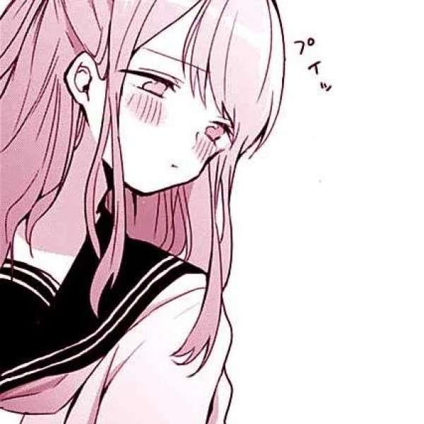 日系手绘粉色女生动漫qq头像图片