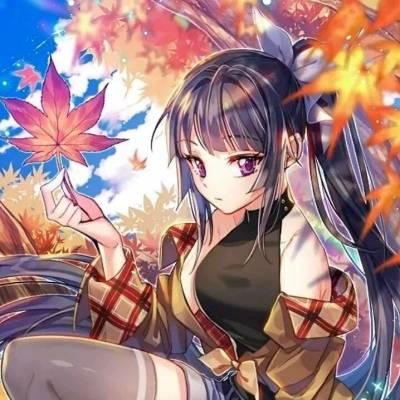 二次元动漫少女枫叶背景唯美头像图片大全