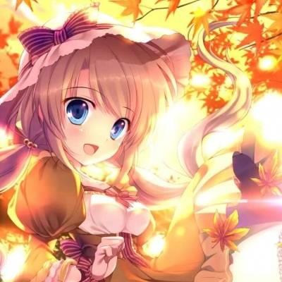 二次元动漫少女枫叶背景唯美头像图片大全