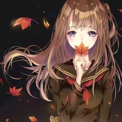 二次元动漫少女枫叶背景唯美头像图片大全