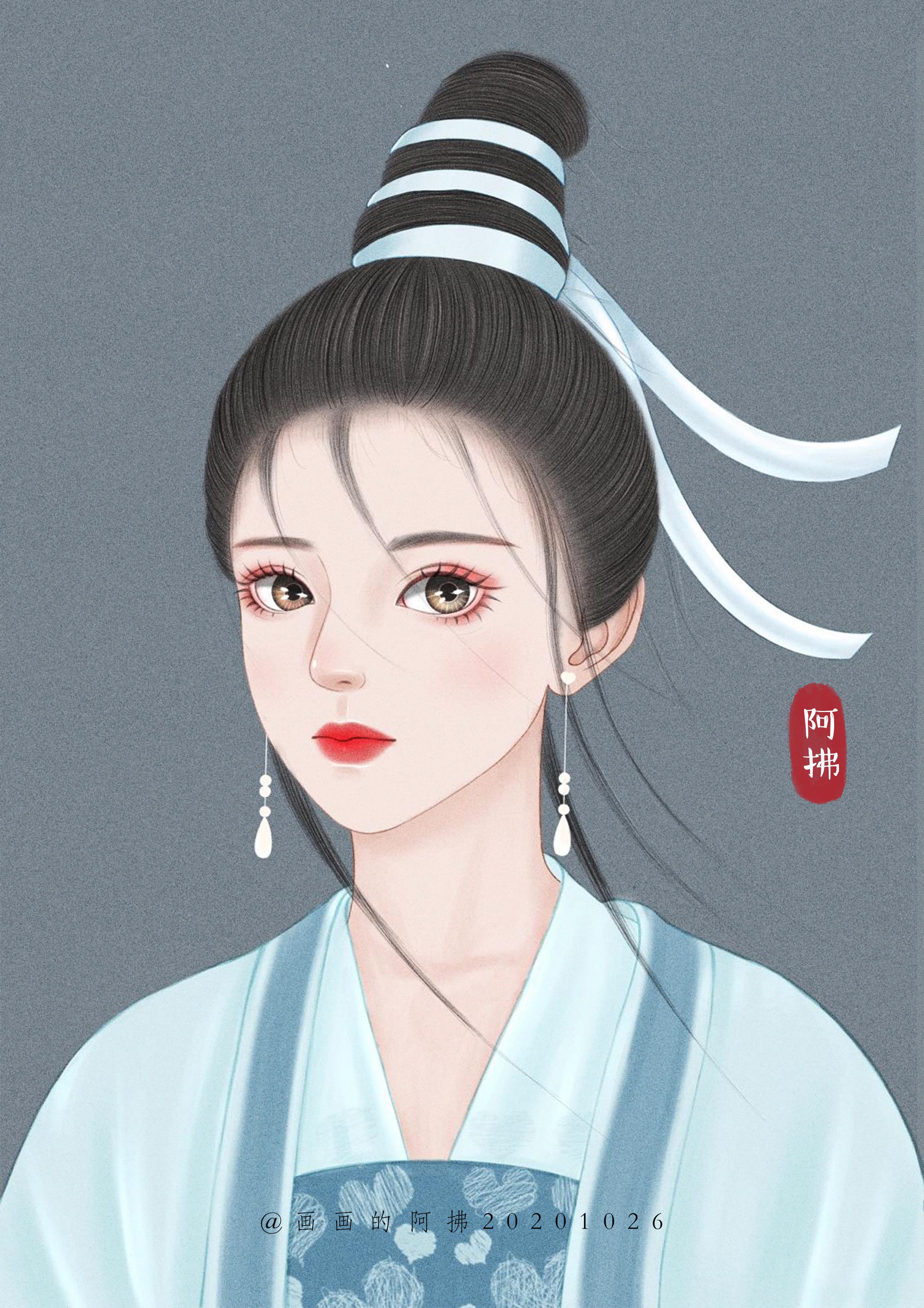阿拂高清精致手绘古风女头像图片